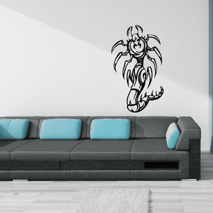 Praying mantis wall decal, black outline cartoon character