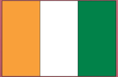 Cote d'Ivoire flag sticker with vertical orange, white, and green stripes