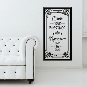 Rectangular wall decal with ornate black border and inspirational quote lettering