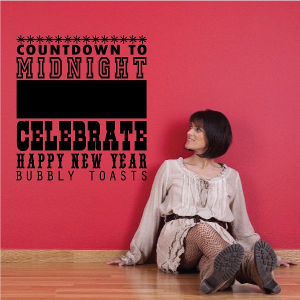 New Year countdown decal with bold text: Countdown to Midnight, Celebrate, Happy New Year