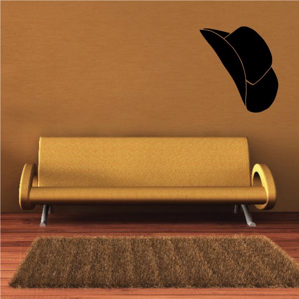 Black cowboy hat wall decal vinyl with wide brim