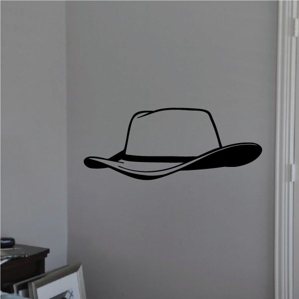 Cowboy hat wall decal with black vinyl silhouette of a cowboy hat