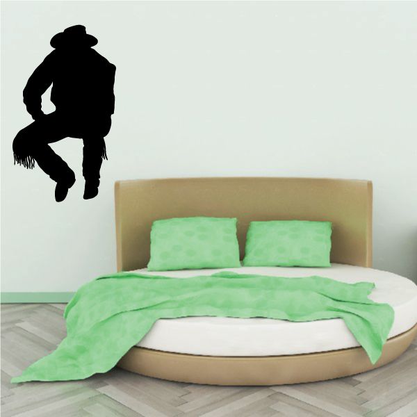Black cowboy wall decal silhouette, vinyl