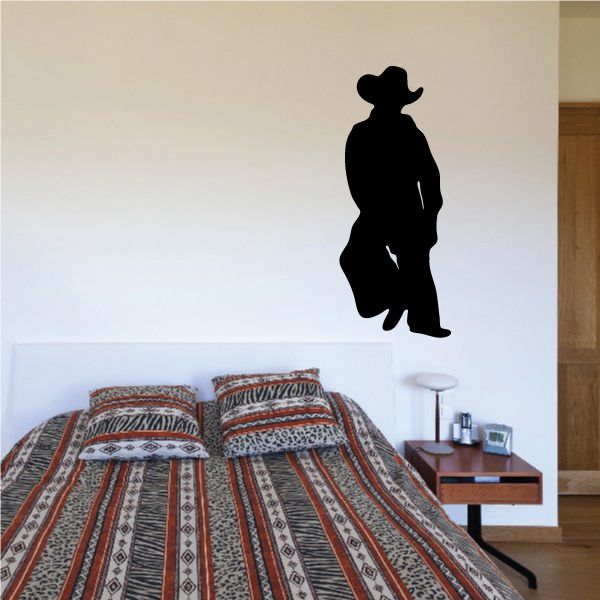 Black cowboy silhouette vinyl wall decal sticker