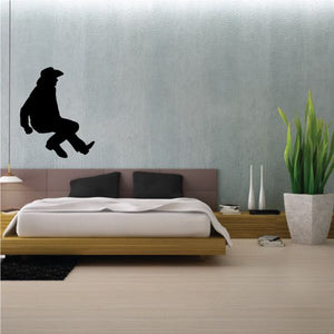 Cowboy vinyl wall decal silhouette of a rider on horseback