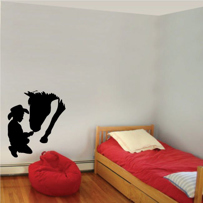 Black cowboy wall decal vinyl sticker silhouette