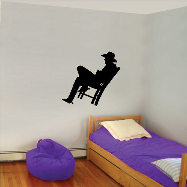 Black cowboy silhouette wall decal