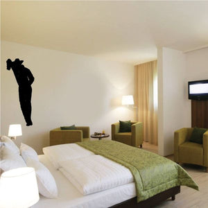 Black cowboy silhouette wall decal, vinyl