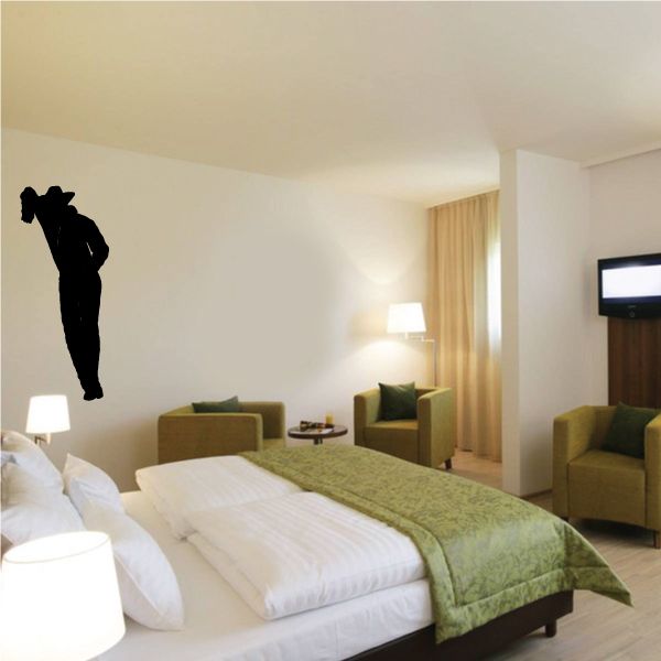 Black cowboy silhouette wall decal, vinyl