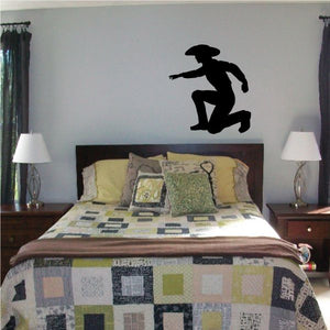 Cowboy silhouette wall decal, black vinyl graphic of a rider with hat and boots