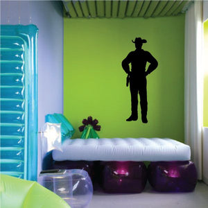 Black cowboy silhouette wall decal, standing with one hand on hip