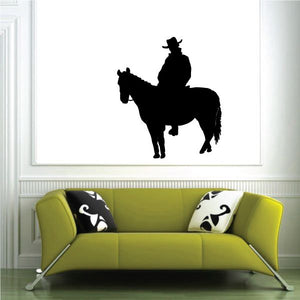 Black cowboy on horseback wall decal vinyl sticker