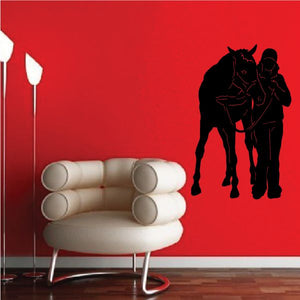 Cowboy wall decal vinyl: black cowboy on horseback silhouette