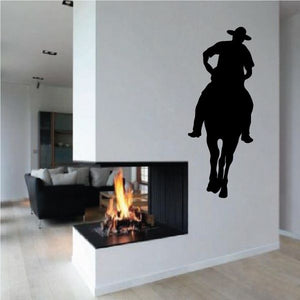 Cowboy on horse vinyl wall decal silhouette