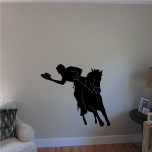 Black cowboy riding horse vinyl wall decal sticker