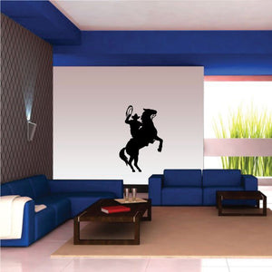 Cowboy on horse wall decal, black vinyl silhouette