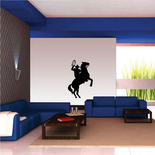 Cowboy on horse wall decal, black vinyl silhouette