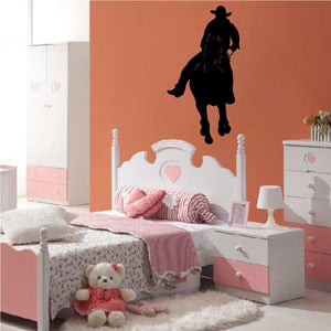 Black cowboy wall decal silhouette with hat and boots