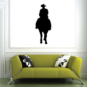 Black cowboy silhouette vinyl wall decal, cowboy hat and boots
