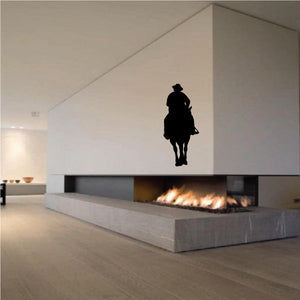 Cowboy wall decal: black cowboy rider silhouette on wall