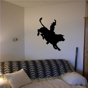 Black cowboy on bucking horse wall decal, vinyl