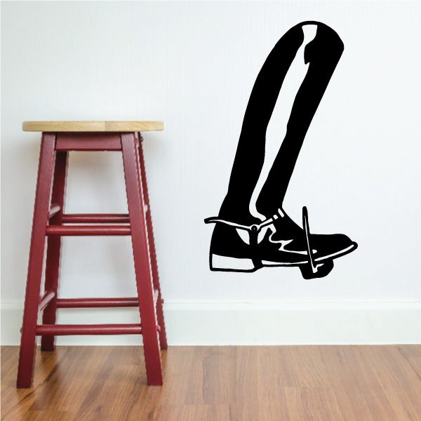 Black cowboy boot wall decal with crossed laces and spur details