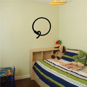 Cowboy wall decal with black outline design, circle and hat shape