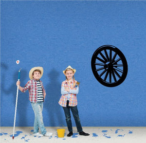 Black wagon wheel vinyl wall decal