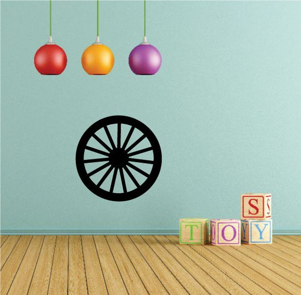 Spoked wheel vinyl wall decal