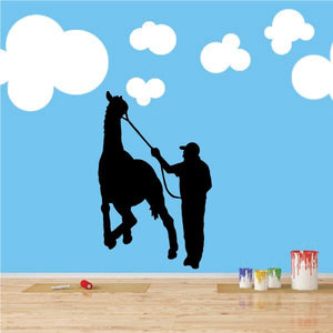 Cowboy and horse wall decal, black silhouette with lasso rope