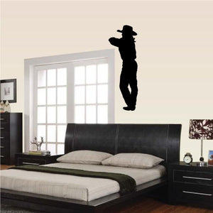 Black cowboy silhouette vinyl wall decal