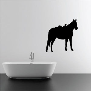 Cowboy horse wall decal, black vinyl silhouette of a standing horse.