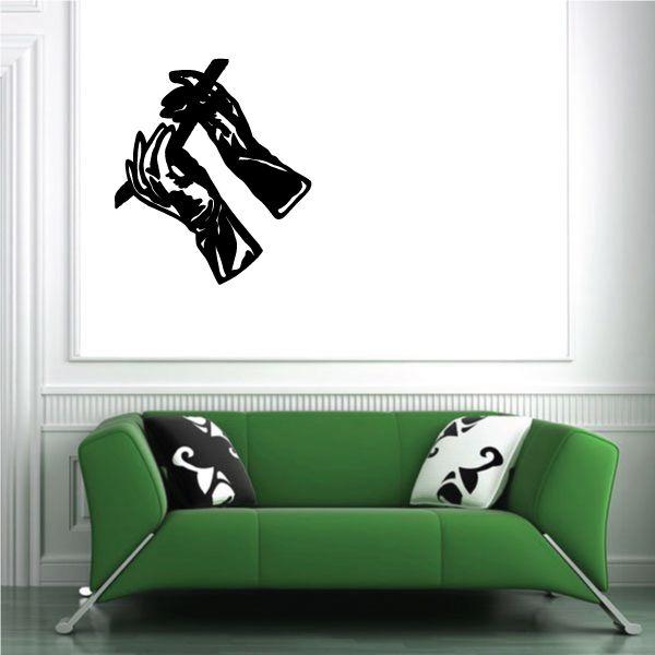 Black cowboy wall vinyl decal silhouette with hat and boots