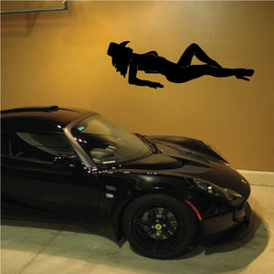 Cowgirl wall decal vinyl sticker with black cowboy riding silhouette