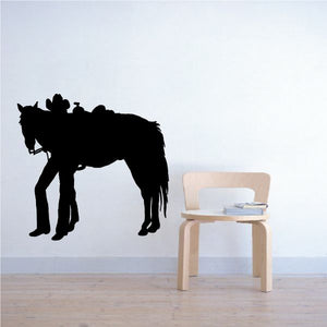 Black horse and rider vinyl wall decal silhouette