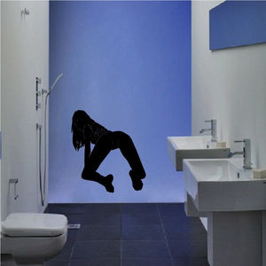 Black crawling woman silhouette decal, looking back pose