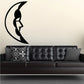 Crescent moon and cloud wall decal, black silhouette