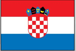 Croatia flag sticker with red-white-blue design and Croatian coat of arms shield