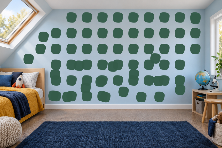 Crocodile scale mosaic wall decal kit with dark green scale pattern