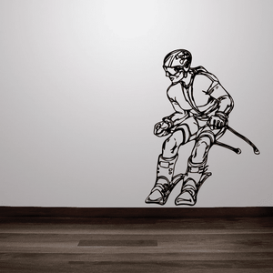 Cross country skier decal with line-art athlete skating pose