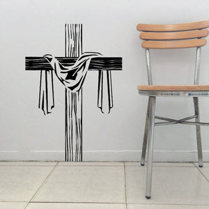 Black cross decal with draped shroud design