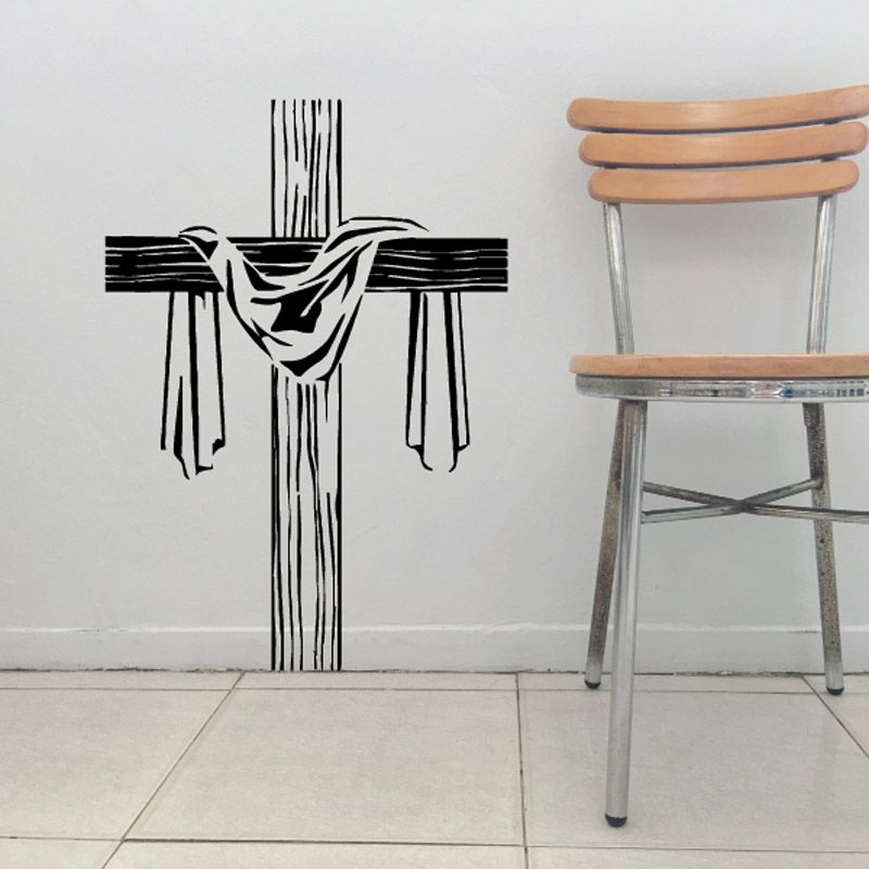 Black cross decal with draped shroud design