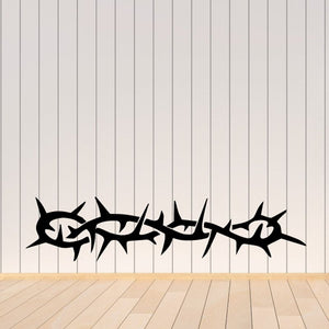 Black crown of thorns side view decal with stylized thorned band and spikes