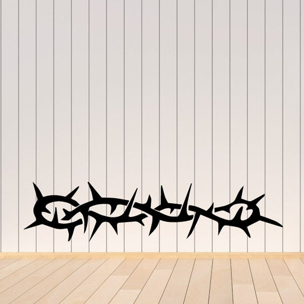 Black crown of thorns side view decal with stylized thorned band and spikes