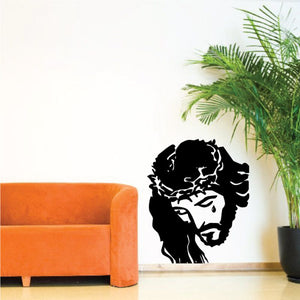 Crying Jesus wall decal, black silhouette of Jesus with tears