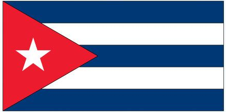 Cuba flag sticker with blue-white-blue stripes, red triangle, and white five-point star