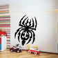 Black spider wall decal with flame and tribal pattern