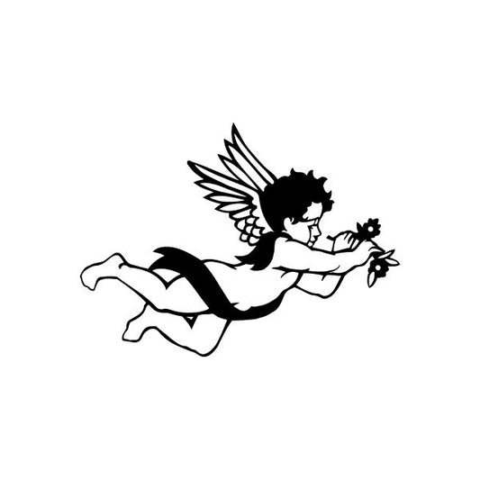 Image of Cupid Flying with Flowers Decal