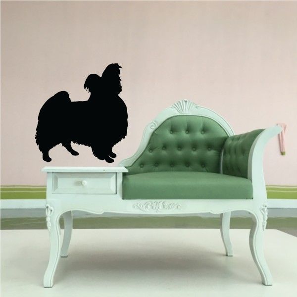 Black Papillon dog silhouette wall decal