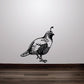 Black and white quail wall decal with raised crest and detailed feathers